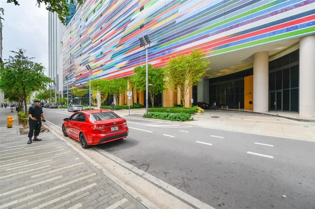a front view of a building with street