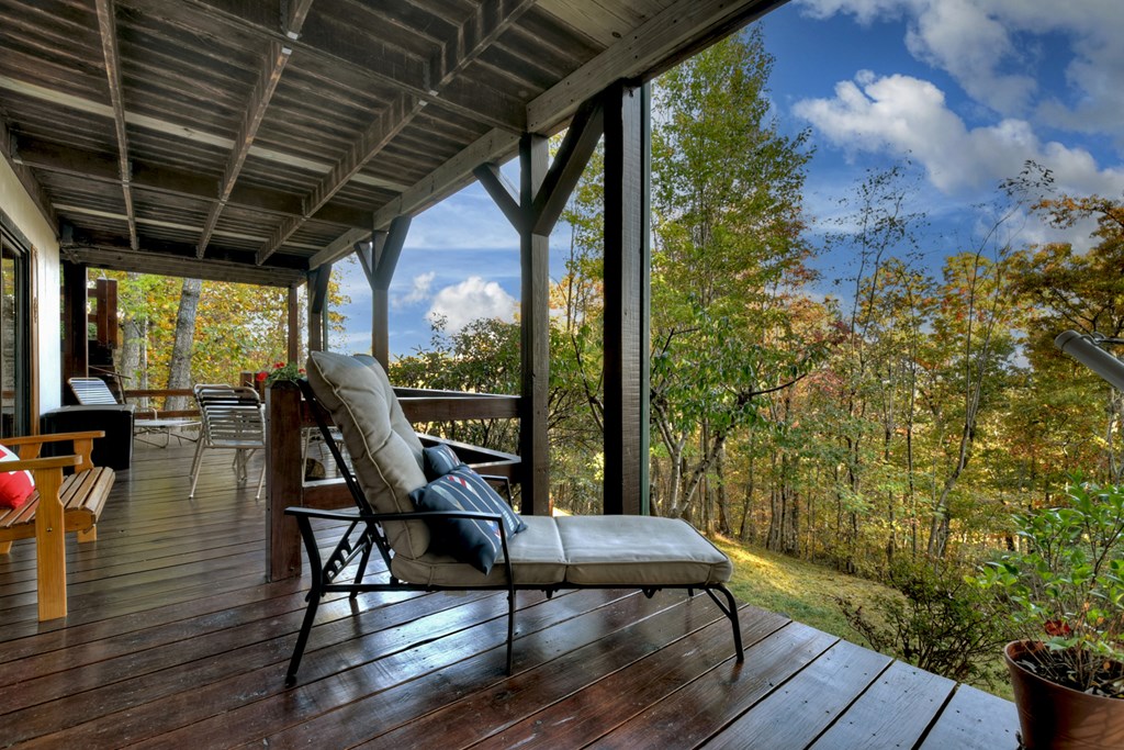 392 Eagles Nest Mountain Road Blue Ridge, GA 30513 - Photo 7 of 51 a view of a porch with furniture and wooden floor