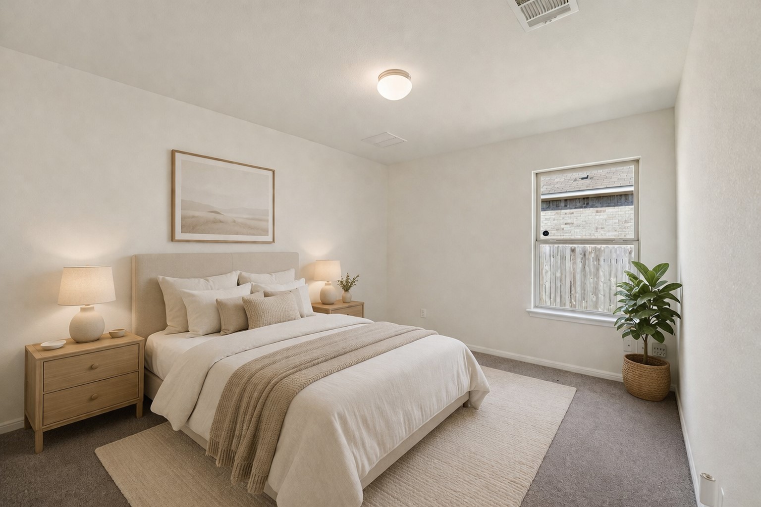 210 Helen Road Hutto, TX 78634 - Photo 14 of 20 a bedroom with a bed and a potted plant
