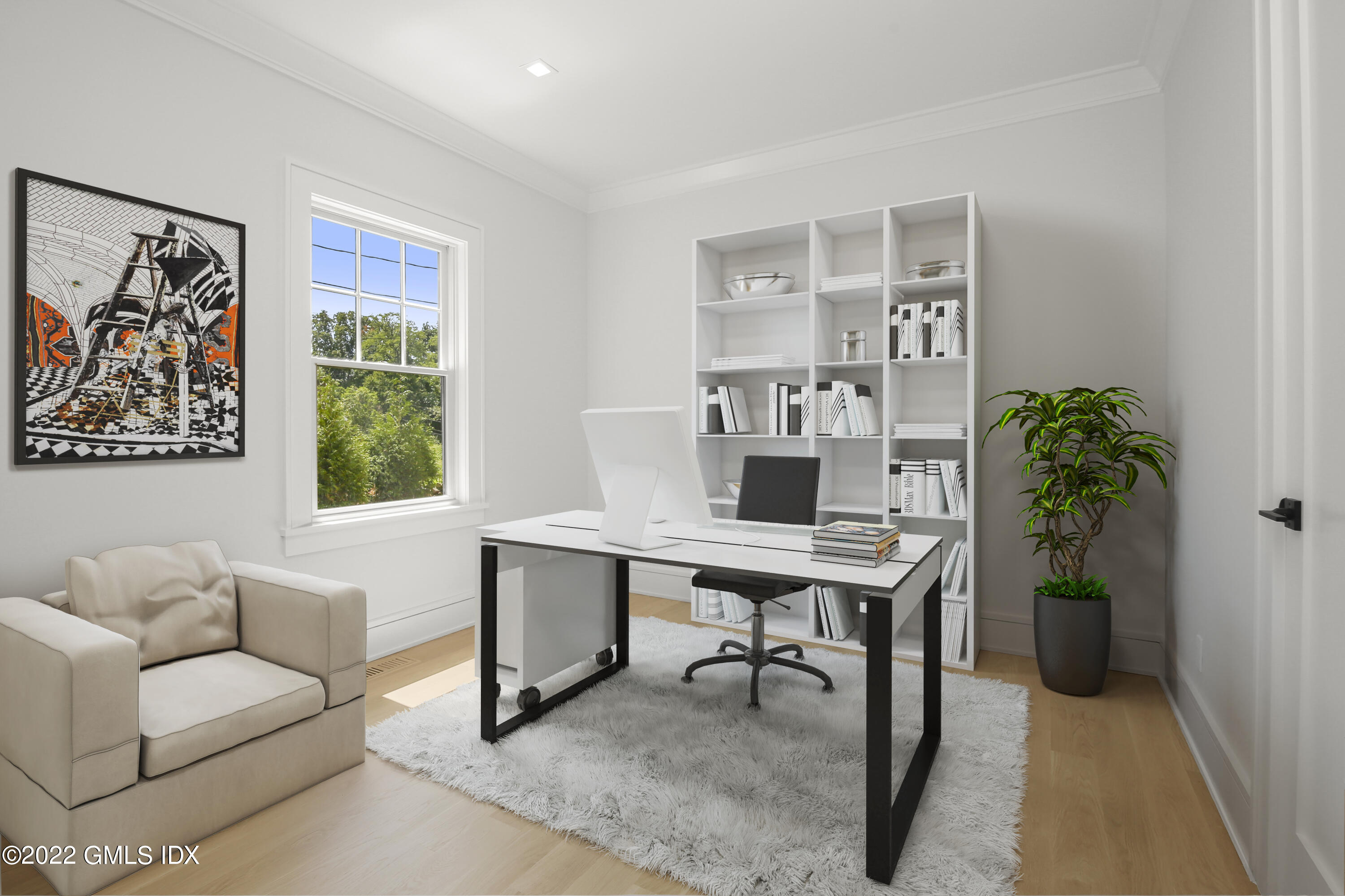 106 Sheep Hill Road Riverside, CT 06878 - Photo 23 of 53 a workspace with furniture and a potted plant