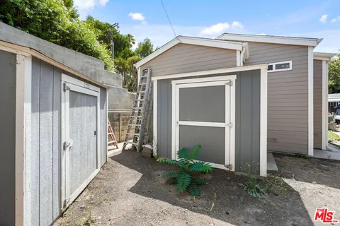 a porch with seating space