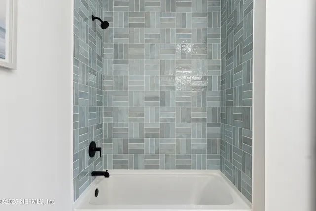 a bathroom with a bathtub