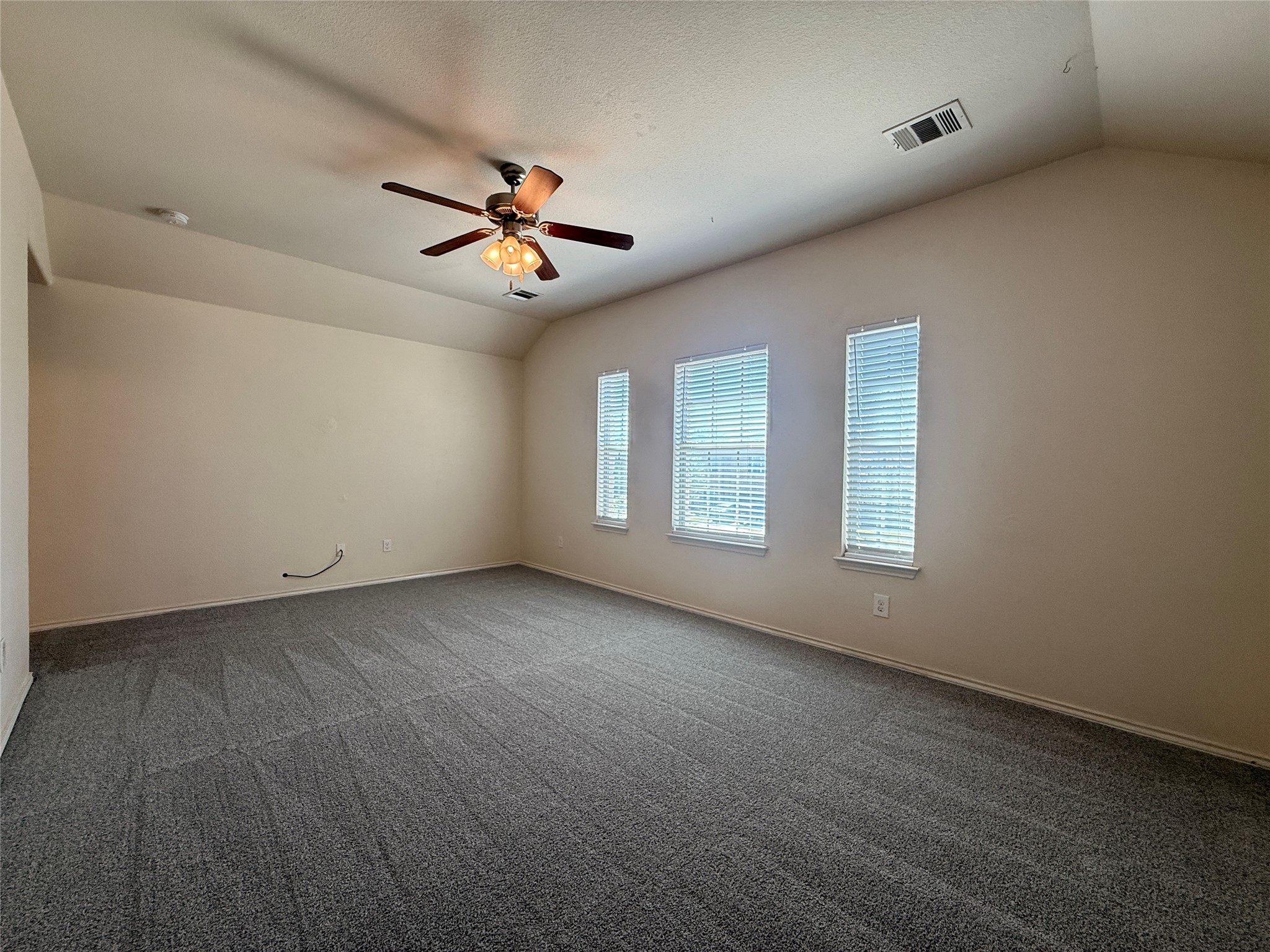 279 Housefinch Loop Leander, TX 78641 - Photo 24 of 30 Unfurnished room with dark carpet and ceiling fan