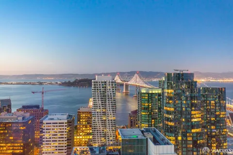 a city view with tall buildings