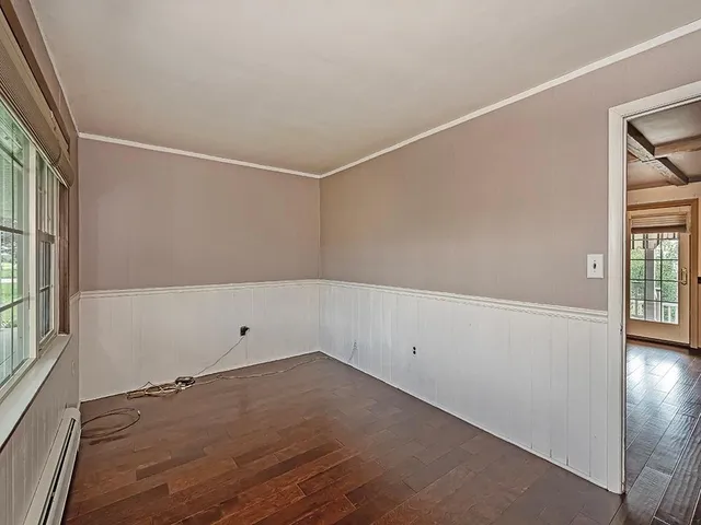 an empty room with a workbench