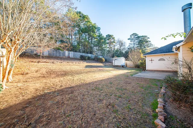 a view of a yard with a tree