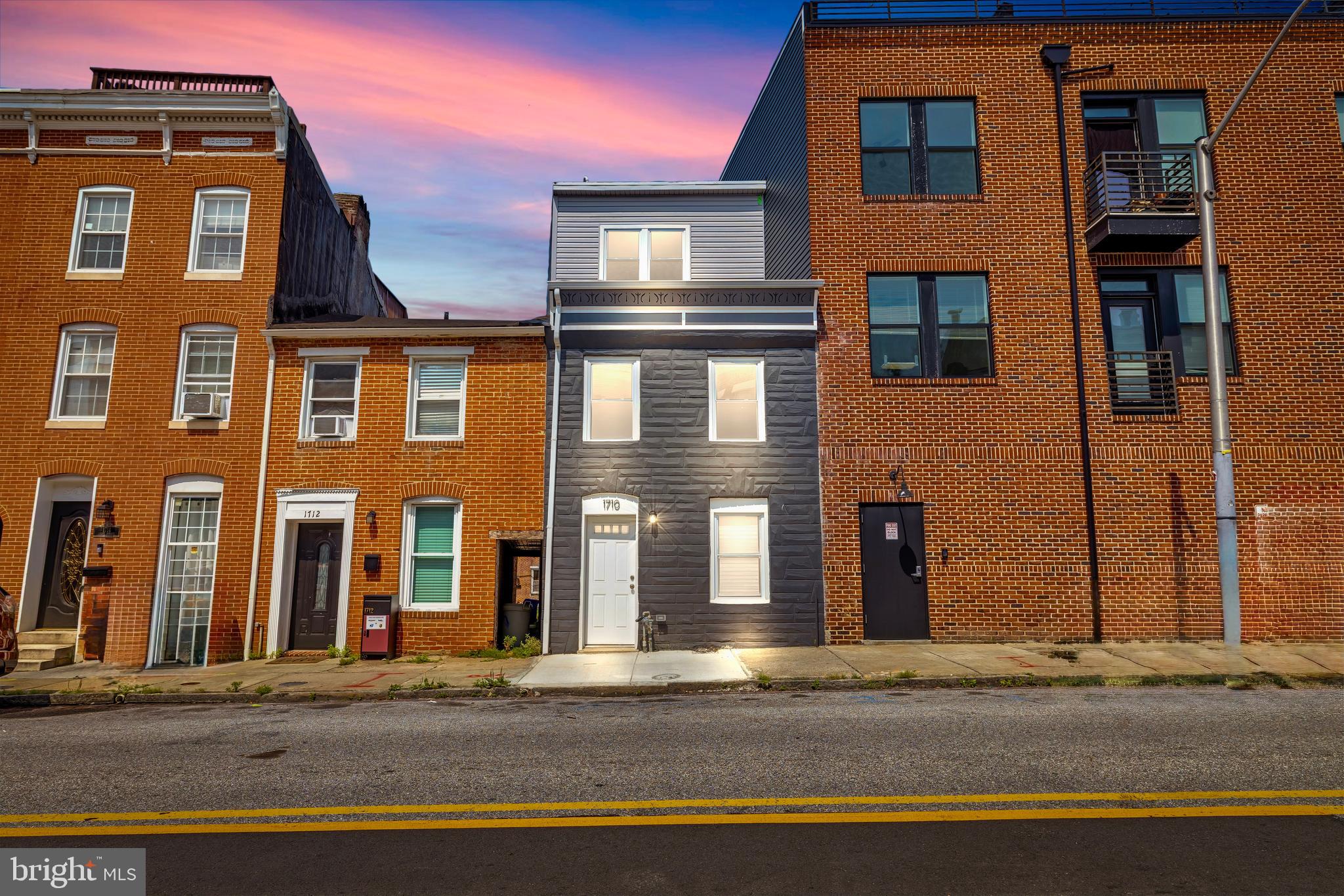 a front view of a building