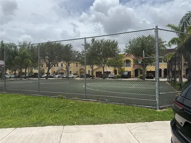 a view of a road with a yard