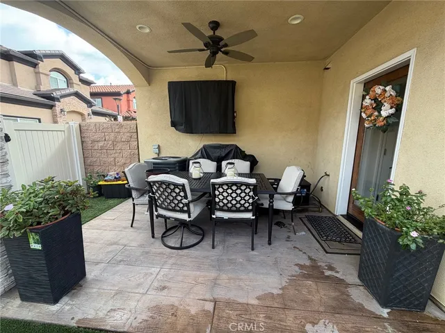 a outdoor living space with furniture