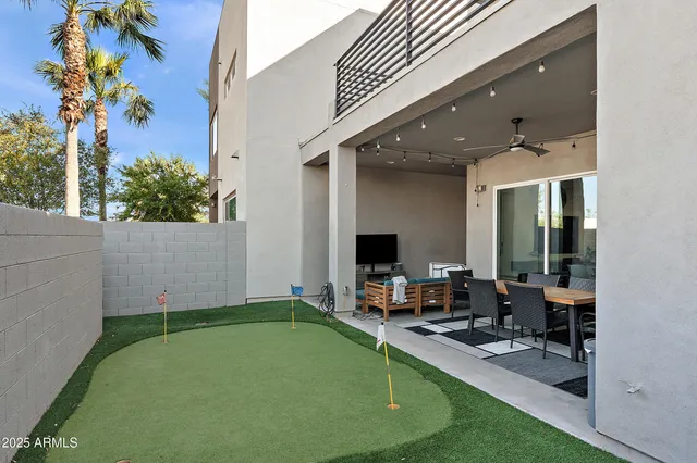 a outdoor living space with furniture