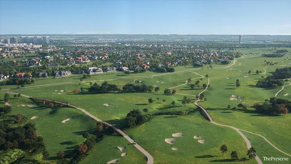 a view of a large building with a city view