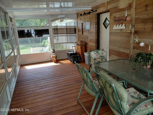 a dining room with furniture