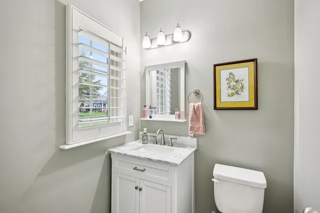 a bathroom with a toilet a sink and mirror