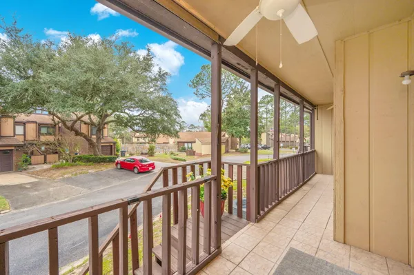 a view of a street from a balcony