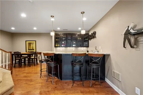 a view of a dining area with furniture