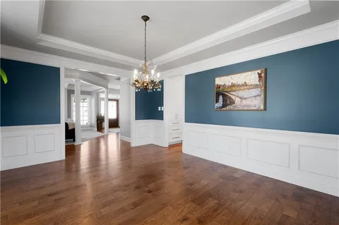 a view of livingroom with chandelier