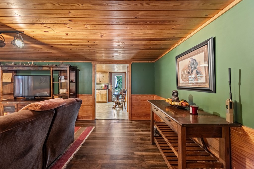 134 Ebenezer Road Ellijay, GA 30536 - Photo 15 of 85 Living room with pine ceilings and chair rail