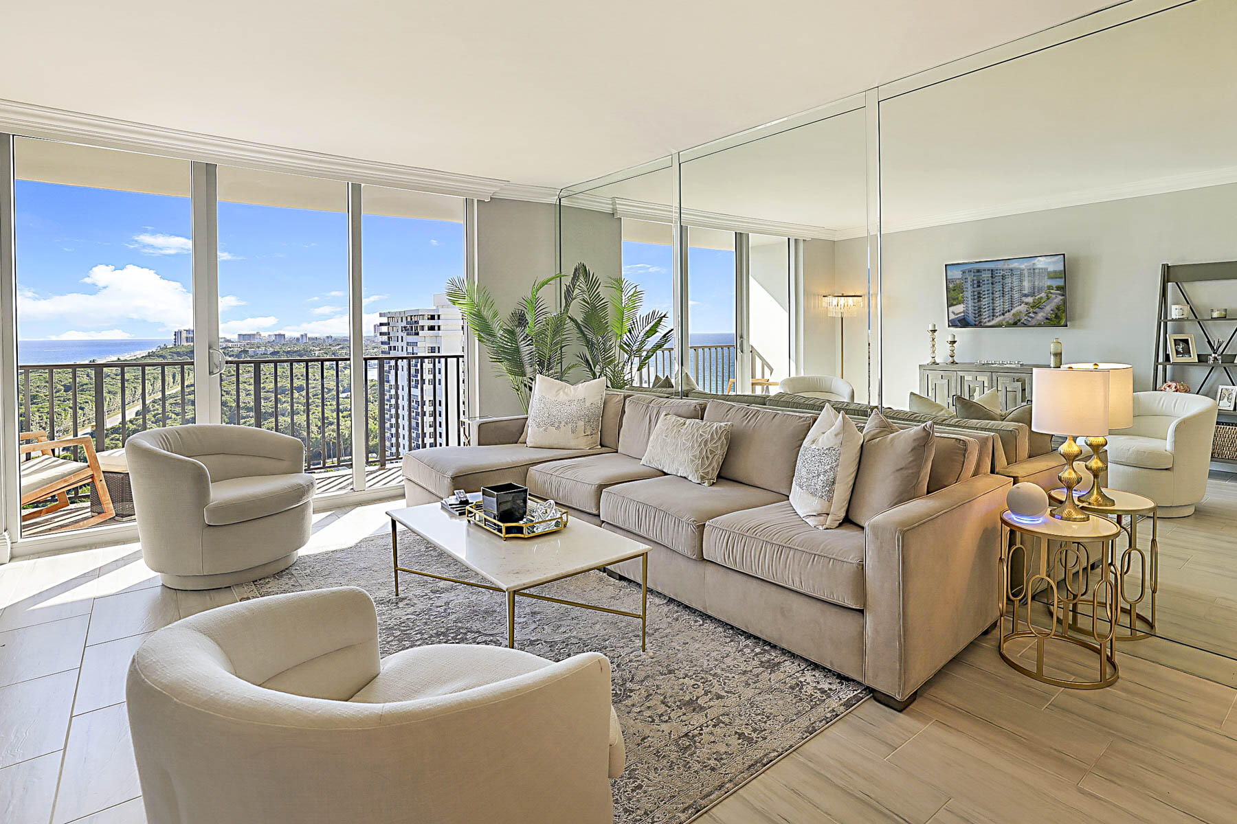 2121 North Ocean Boulevard, Unit 1705E Boca Raton, FL 33431 - Photo 7 of 68 Living area with water views