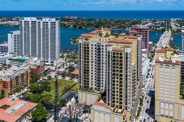 a view of a city with tall buildings