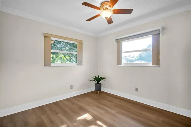 an empty room with windows