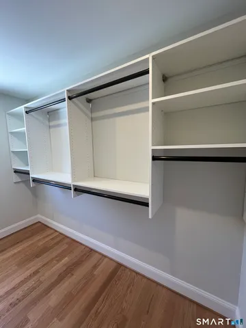 a view of an empty walk in closet