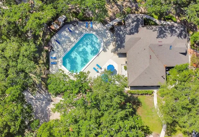 an aerial view of a house