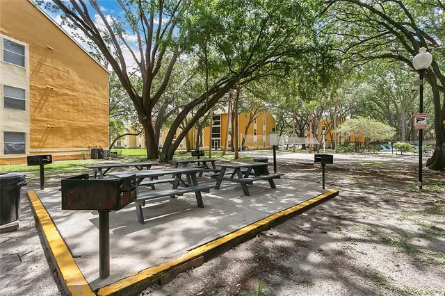 a view of outdoor space with seating