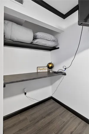 a view of a terrace with a bench