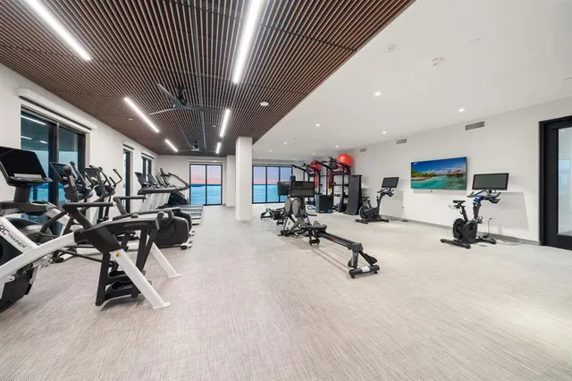 a view of a room with gym equipment