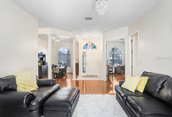 a living room with furniture