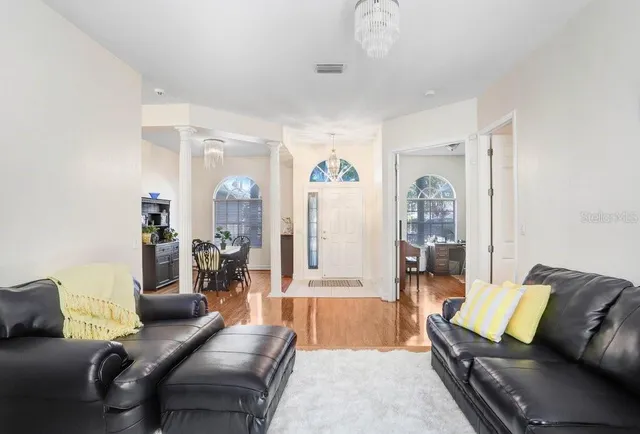 a living room with furniture