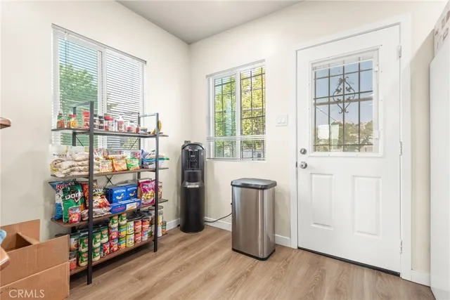 a view of balcony with a potted plant