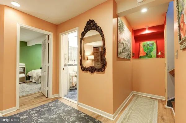 a view of a hallway with elevator