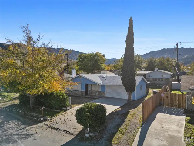 a view of a lake with a mountain in the background