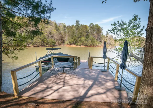 a view of a lake with a outdoor space