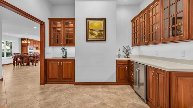 a bathroom with a sink vanity and a mirror