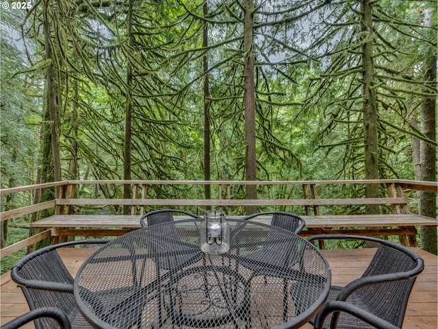 a view of a chairs and table in patio