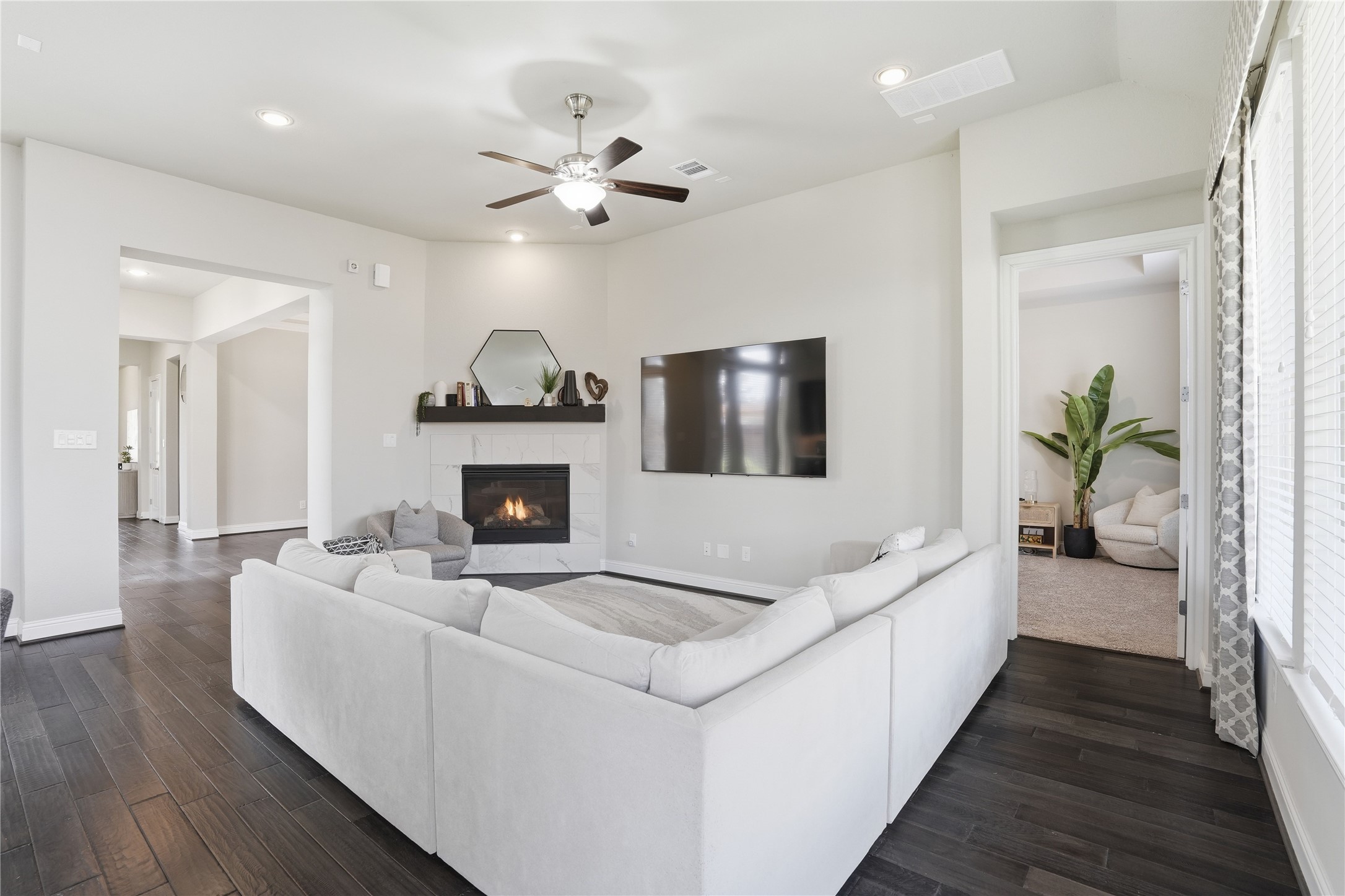 18606 Copano Lane Spring, TX 77379 - Photo 15 of 30 a living room with furniture and a fireplace