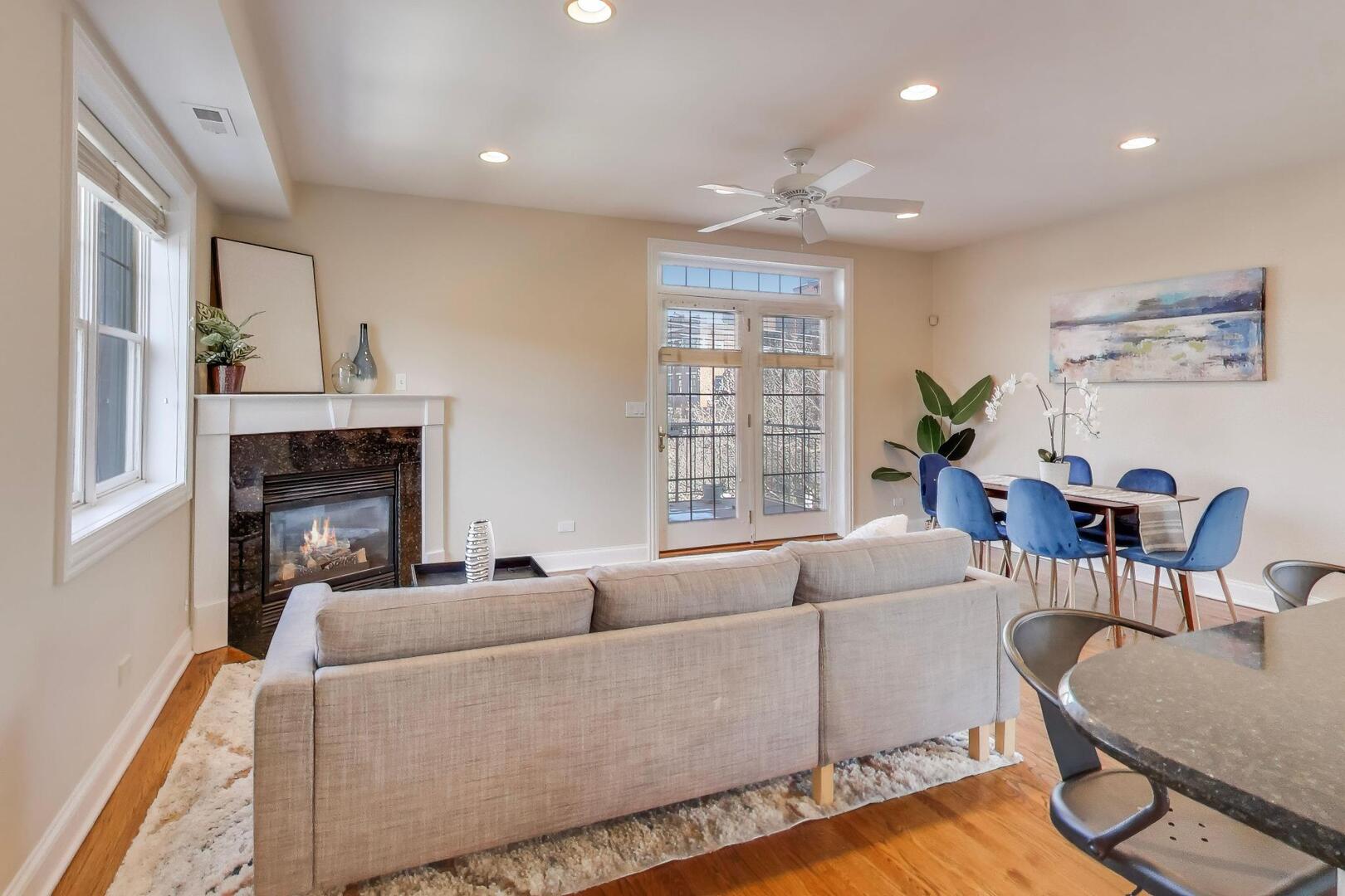 1400 West George Street, Unit 3 Chicago, IL 60657 - Photo 12 of 46 a living room with furniture and a fireplace
