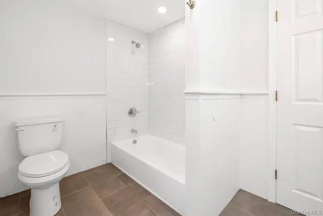 a bathroom with a toilet and a bathtub