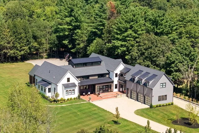 an aerial view of a house