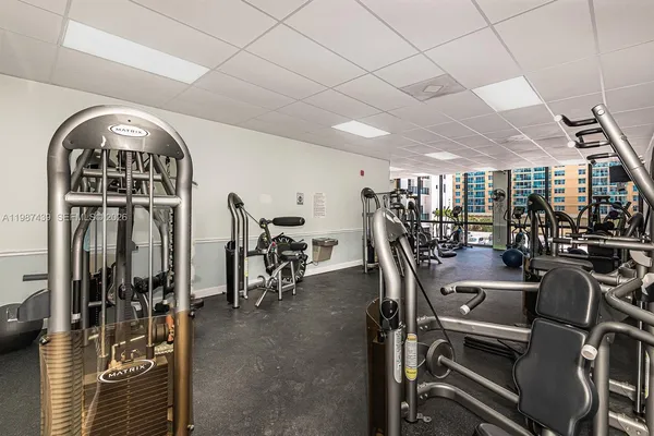 a view of a room with gym equipment