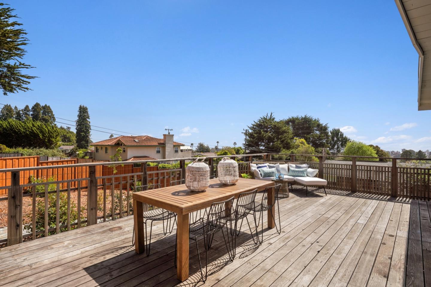 7440 Viewpoint Road Aptos, CA 95003 - Photo 17 of 39 a view of a terrace with wooden floor and outdoor seating