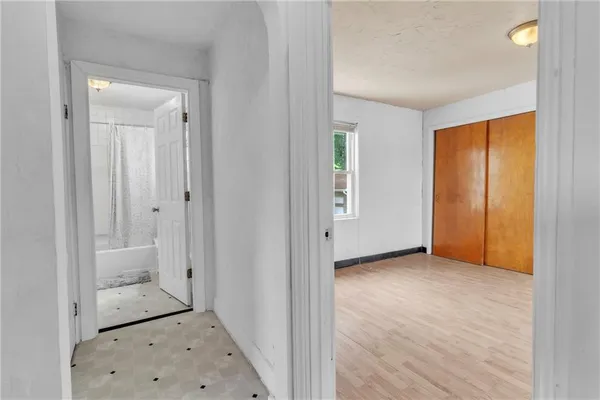 an empty room with closet