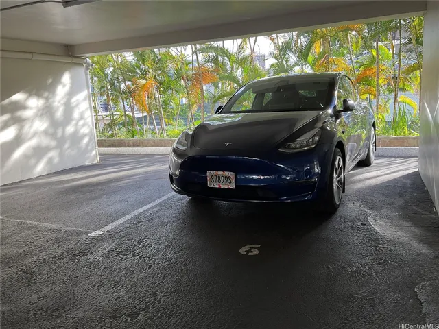 a car parked in the back yard