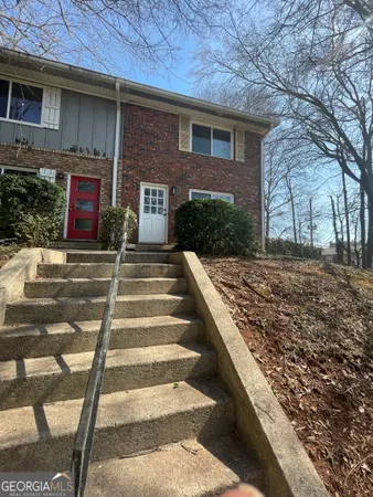 a view of a yard with an outdoor space