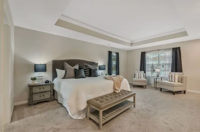 a bed room with a bed and a couch