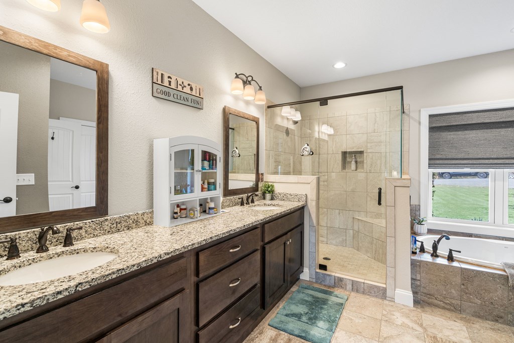 958 New Forest Road Young Harris, GA 30582 - Photo 33 of 44 a bathroom with a granite countertop sink mirror and double