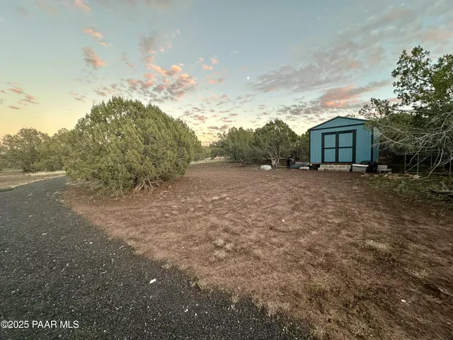 a view of backyard of house