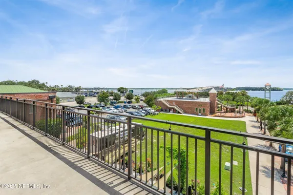 a view of city from a balcony
